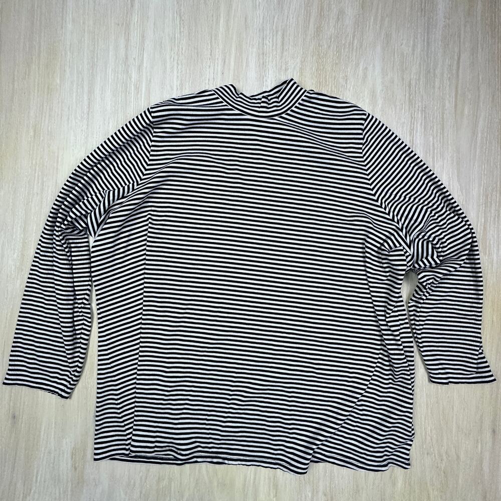 Lane Bryant White & Black Striped Mock Neck Casual Sweatshirt Plus Size 34/36